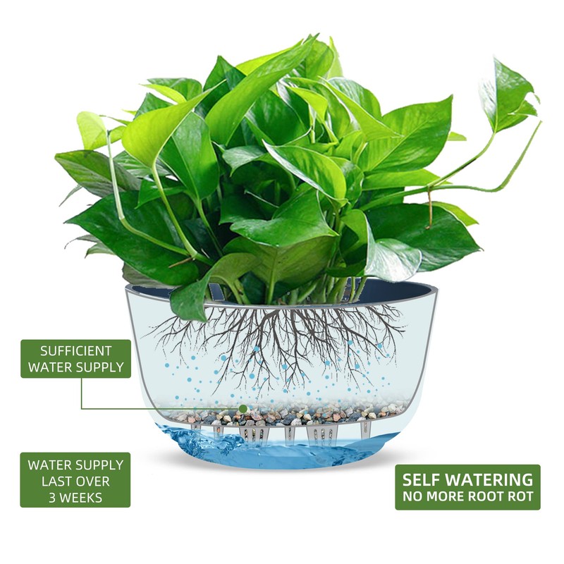 Dexceder 11.2 Inch Self Watering Hanging Planters Indoor Outdoor, Thickened