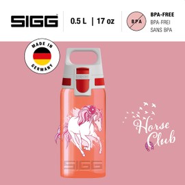 Sigg - Kids Water Bottle - Viva One Horse Club - Leak-Proof Lid - Dishwasher - Bpa Free - Sport and Bike - One Hand Children's Drink Bottle - 17 Oz
