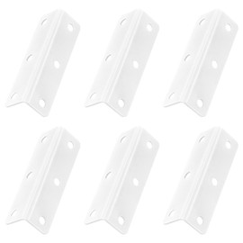 6 PCS Stainless Steel Corner Braces,L-Shaped Extended Fastening Brackets (White)