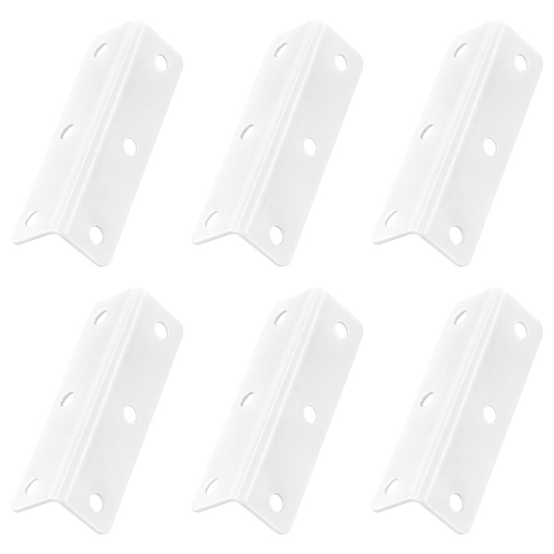 6 PCS Stainless Steel Corner Braces,L-Shaped Extended Fastening Brackets (White)