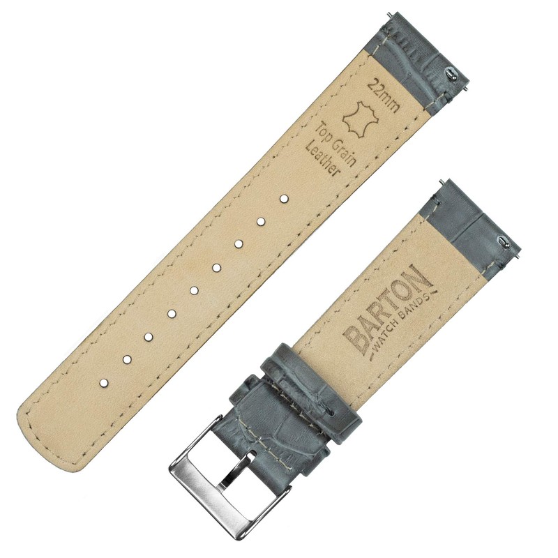 BARTON WATCH BANDS, 15mm Smoke Grey - Alligator Grain -