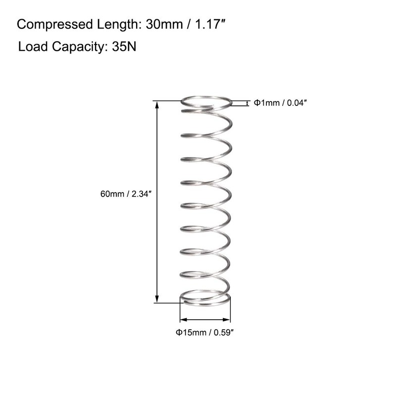 sourcing map Pack of 5 Compression Spring 304 Stainless Steel