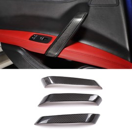 RURZTDAKM Auto Inner Door Armrest Handle Decorative Protector Cover,Real Carbon Fiber Trim,Fit for Maserati Ghibli 2014-2022,Car Interior Accessories 3PCS (Black Carbon Fiber)