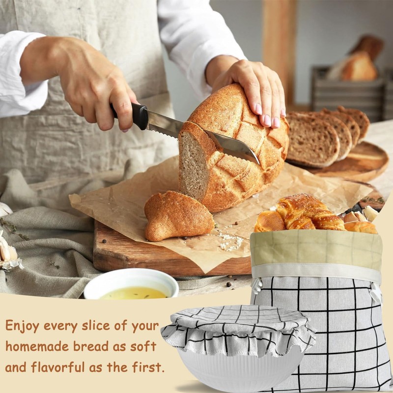 NEOHANA Beeswax Bread Bags for Homemade Bread and Bowl Cover
