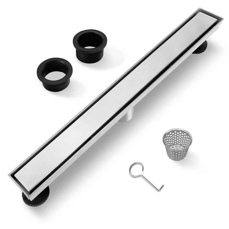 Zenomize 18 Inch Linear Shower Drain Brushed Floor Drain with