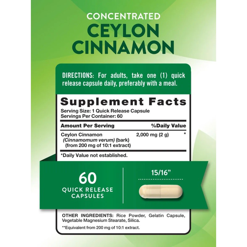 Nature's Truth Cápsulas Canela De Ceilán 2000mg 60 Unidades