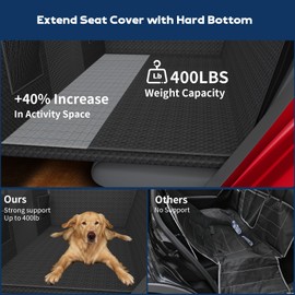 Aulase Tough Dog Car Seat Cover for Back Seat with Seatback Top Protection, Waterproof Hard Bottom Back Seat Extender for Dogs, Scratch Resistant Heavy Duty Dog Hammock for Car SUV Small Trucks