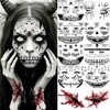 10 Sheets Scary Face Tattoos Halloween Temporary Tattoos Horrible Stitch