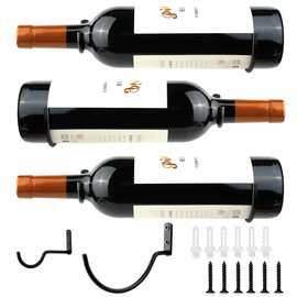 FLstudio Wall Mounted Wine Racks: Wine Bottle Display Holder - Metal Wine Rack Hanging Organizer Rack - 3 Pack