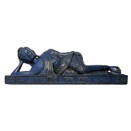 mytibetshop Sleeping Buddha Statue for Home and Alter, Reclining Buddha Statue in Blue Lapis Looking by Himalayan Artisan in Nepal
