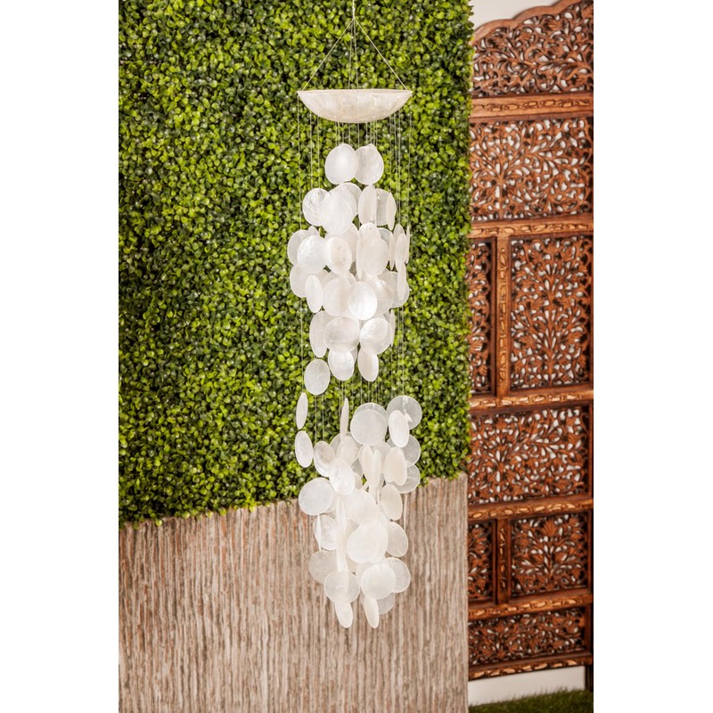 Deco 79 Capiz Shell Waterfall Windchime, 5" x 5" x