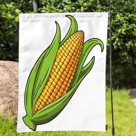 Mugod Corn Garden Flag Cartoon Golden Sweet Corn on The White Background Decorative Spring Summer Outdoor House Flag for Garden Yard Lawn 12 x 18 Inch