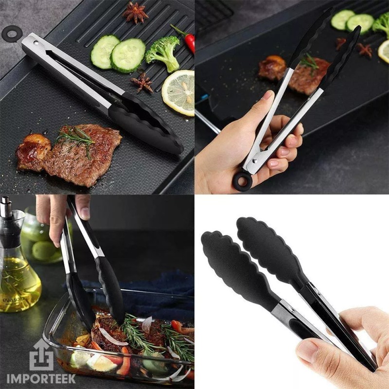 Importeek 20pz Pinzas Tenazas Ergonomicas Acero Inox Silicon Mediana