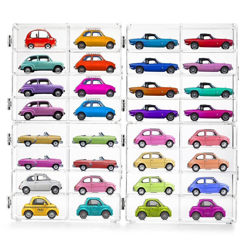 Frcctre 4 Pack Acrylic Display Case for 1/64 Scale Matchbox
