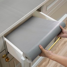 Shinlendid Shelf and Drawer Liner for Kitchen Cabinets Non-Adhesive, Strong Grip Non-Slip Thickened Cabinet Liners for Shelves, Waterproof Mats for Dresser Cupboard, Pure Gray, 23 in x 20 Feet