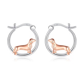 ONEFINITY Dachshund Hoop Earrings 925 Sterling Silver Dachshund Earrings Jewelry Gifts for Women