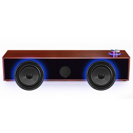 Wood Computer Speakers for Desktop, Mini Sound Bar Speaker with Stereo Sound, USB Powered Small PC Speakers, with Volume Knob, 3.5mm AUX Plug & , Plug and Play