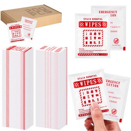 Timgle 200 Pcs Stain Remover Wipes Individual Wrapped Wipes Stain Remover Mini for Clothes Fabric Laundry Carpet Messy Eater Car Seat Upholster Clean (White)