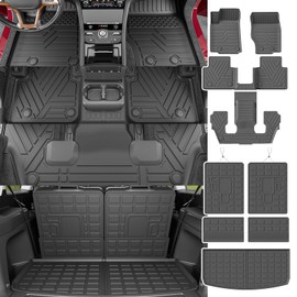 powoq 6 Seats Floor Mat Compatible with 2021-2025 Jeep Grand Cherokee L Cargo Mat Backrest Trunk Cargo Liner TPE Floor Liner Replacement for 2021-2025 Jeep Grand Cherokee L Accessories