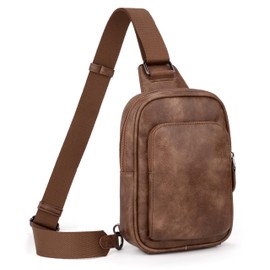 UTO Unisex Handbags & Shoulder Bags Cross Body Bag Women Men Chest Bag 5 Card Slots Adjustable Shoulder Strap Brown