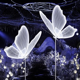 YM sky Wedding Butterfly LED Floor Lamp: Hanging Butterfly White Color Ceiling Light - Romantic Wedding Decoration Lights Fixture - Adjustable Height Creative Butterfly Props (1, 60 CM/23.6 in)