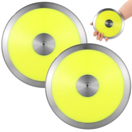 Tideme 2 PCS 1.6 Kg Sports Training Discus, Track and Field Discus for High School Boys Girls, Reliable Nylon-Iron Built, Easy-to-Grip Anti-Slip Polished Finish, Sports Practice Discus, Yellow