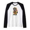 Cool Fire Brigade Cat Costume for Firefighter Raglan Baseball Tee
