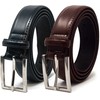 Ashford Ridge Men's 30 mm Leather Belt Double Pack, Black