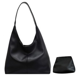 Maytopia 2079 Tote Bag, Shoulder Bag, Handbag, Parent and Child Bag with Pouch, Inner Bag, Inner Pouch, Synthetic Leather, PU, Women's, Soft, Large Capacity, A4, Shoulder Bag, Stylish, Tote, Black