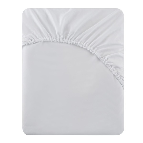Soifox King Size Fitted Sheet White - Bed Sheets with