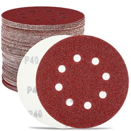 100PCS Sanding Discs, 125mm Orbital Sander Discs, 8 Holes 5 Inch Hook and Loop 40/60/ 80/100/120/150/180/240 /320/400 Grit Sandpaper Assortment for Orbital Sander