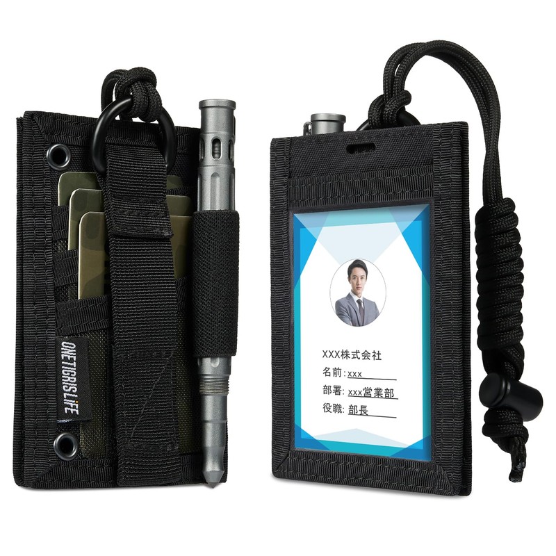 OneTigris ID Card Holder with Pen Holder, Neck Holder, Card