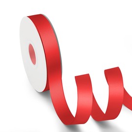 KMER LIFE 5/8 inch x 25 Yards Double Faced Polyester Red Satin Ribbon, Perfect for Gift Wrapping Very Suitable for Weddings Party Hair Bow Invitation Decorations and More