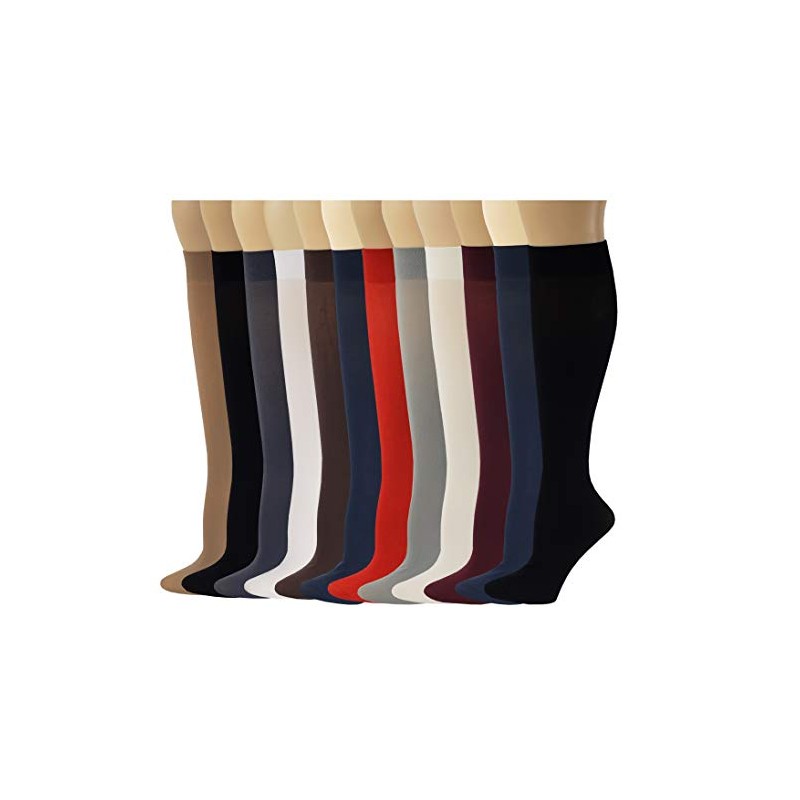 Differenttouch Ladies 12 Pairs Multi Color Pack Opaque Trouser Knee