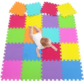 Meiqicool EVA Foam Puzzle Play Mat for Baby - Non Toxic Interlocking Soft Floor Tiles - Kids Toddler Infant Children Room and Yard Exercise Gym Decor - Multi Color，20pcs