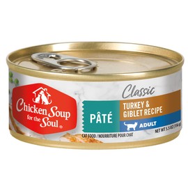 Chicken Soup for the Soul All Natural Premium Adult Wet Cat Food, Real Meat First Ingredient, No By-Products, Artificial Colors, Flavors or Preservatives, Turkey & Giblet Pate, 5.5oz (Pack of 24)