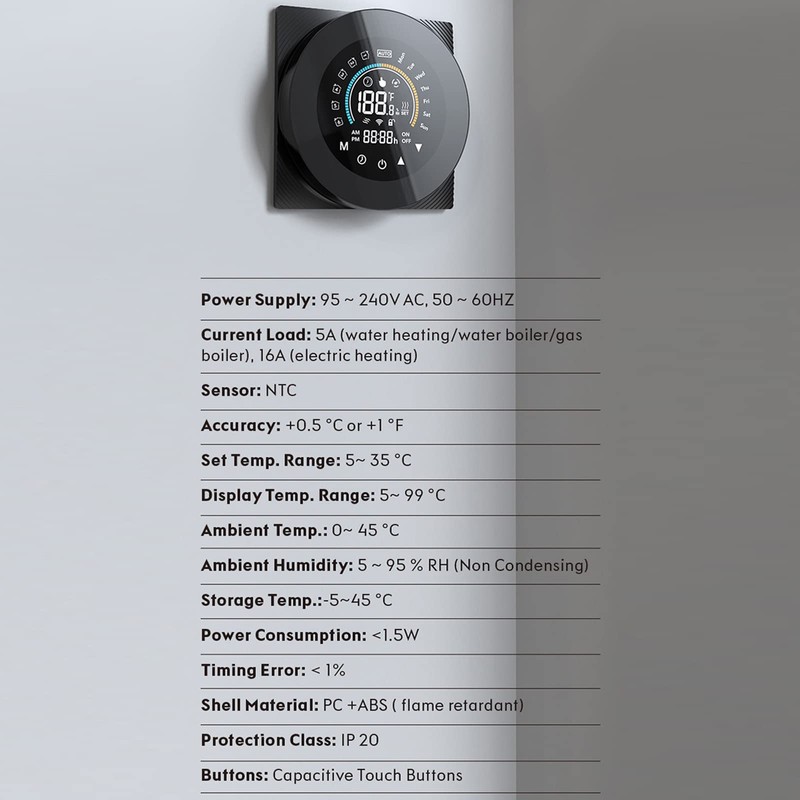 WiFi Smart Thermostat for Water/Gas Boiler Digital Temperature Controller Large