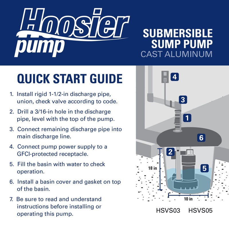Hoosier Cast Aluminum Submersible 1/3HP Sump Pump
