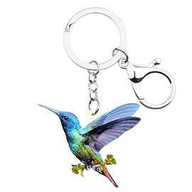 WEVENI Acrylic Hummingbird Keyring Birds Jewellery for Women Girls Bag Purse Car Handbag Charms, Green