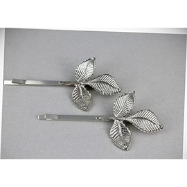 Perfect Hairstyle with Our Hair Accessories - 2 Silver Laurel Leaf Leaves Bobby Bobbi Pins Clip Barrette Hair Pin Set Of 2 Fashionable Hair Accessory Hair Jewelry Accessories for Lady Women