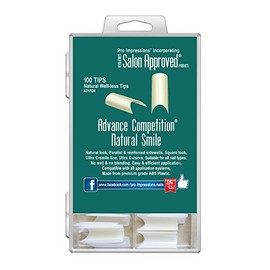 Pro Impressions 100-Piece Advance Competition Natural Smile Nail Tips Set, White