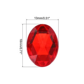 QUARKZMAN Pack of 50 Acrylic Oval Gemstones 13 x 18 mm Flat Back Artificial Rhinestones for DIY Crafts Beads Wedding Party Face Painting Jewellery Making Red