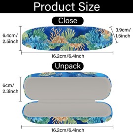 CREATCABIN Glasses Case Hard Shell Leather Sunglasses Case Portable Slim Glasses Case Clamshell Protective Case with Cleaning Cloth for Men and Women Tortoise 16.2 x 6.4 x 3.9 cm