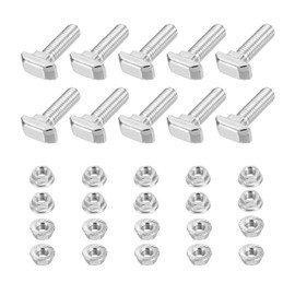 PATIKIL M8x20 Hammer Head Bolt T Screw, 10 Pcs T Slot Drop in Bolt Hammer Head Bolts with 10 Pcs Hexagon Flange Nuts for 4040 Series European Standard Aluminum Profile