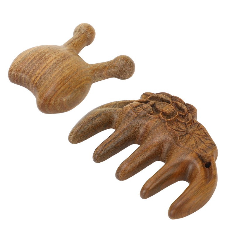 Massage Hair Comb Head Scalp Meridian Comb Y Shape Wooden