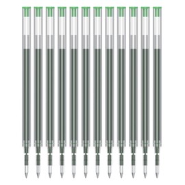 Writon Gel Ink Pen Refills, 12 Refills, 0.7mm Fine Point, Quick Drying Green Ink, Compatible with Writon Retractable Gel Pens