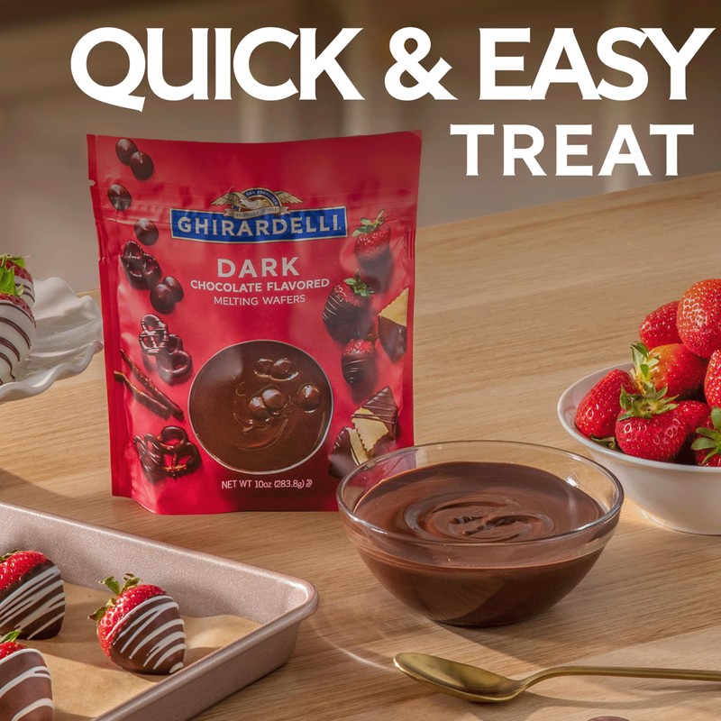 GHIRARDELLI Dark Chocolate Flavored Melting Wafers, 10 oz Bag –