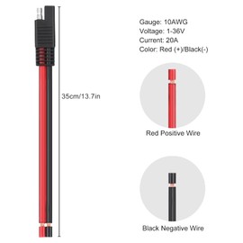 Linkstyle 5PCS SAE Connector Extension Cables, 10AWG 1FT Quick Disconnect Plugs Compatible with Solar Panel RV Motorcycle Cars Charger