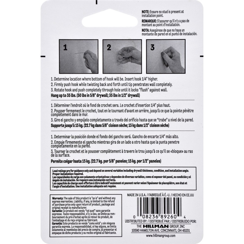 Hillman 121049 Monkey Hooks (35lb) 4 Pack