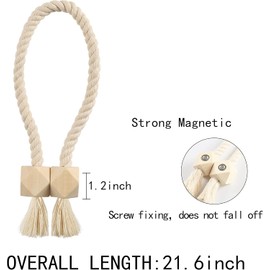 FENGCHUANG Strong Magnetic Curtain Tiebacks, Pack of 4 Curtain Tiebacks with Magnet, Outdoor Tiebacks for Curtains for Window Curtains for Home and Office (Beige